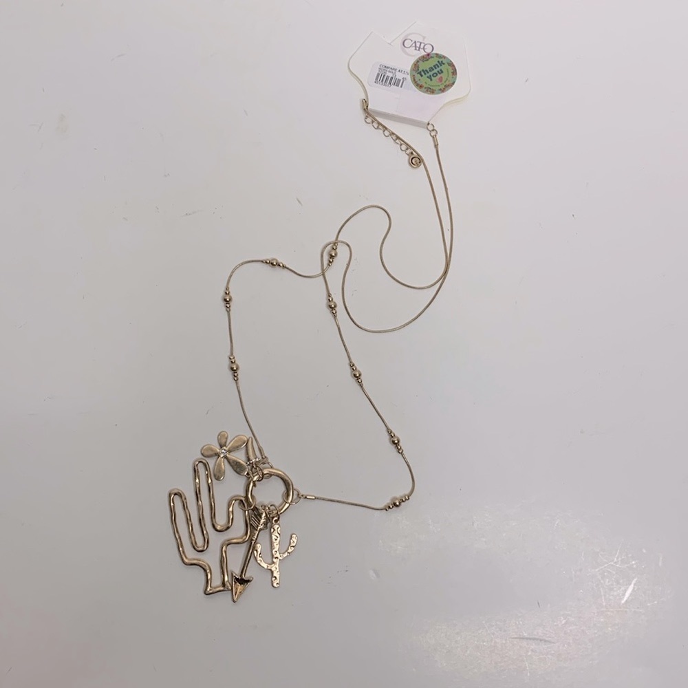 Cato | Gold Long Necklace With Cactus’s , Arrow & Flower Gorgeous VACATION  Wear